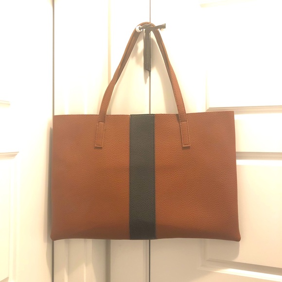💖 BRAND NEW Vince Camuto Luck Pebble vegan leather bag! Brown with black stripe - Picture 2 of 8